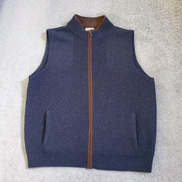 LL Bean sweater Mens Extra Large Blue Vest 100% Merino Wool Lambswool Waterfowl - Picture 1 of 10
